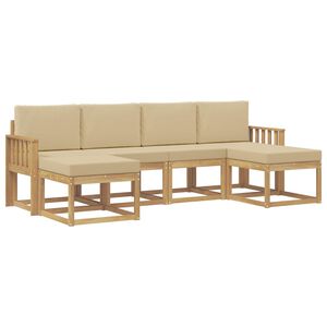 vidaXL V&auml;li diivanikomplekt padjaga 6 pcs Valge ja Beez Pol&uuml;ester