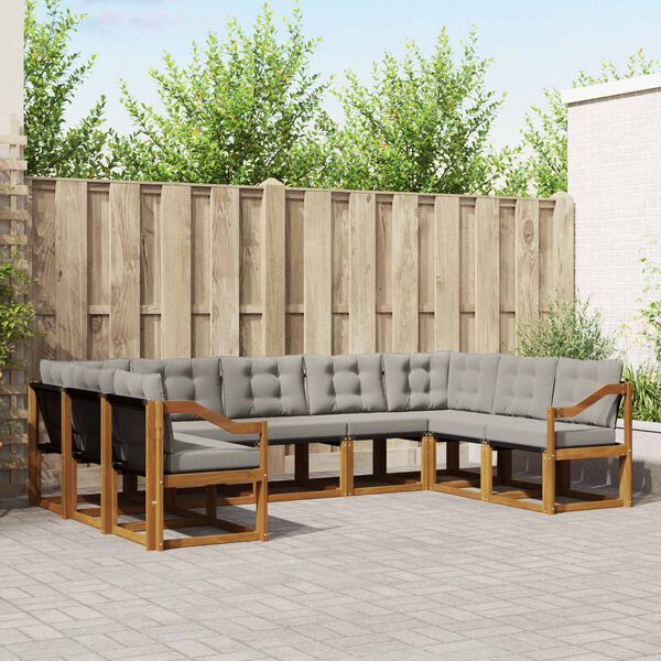 vidaXL V&auml;li diivanikomplekt padjaga 9 pcs Looduslik ja Hele Hall