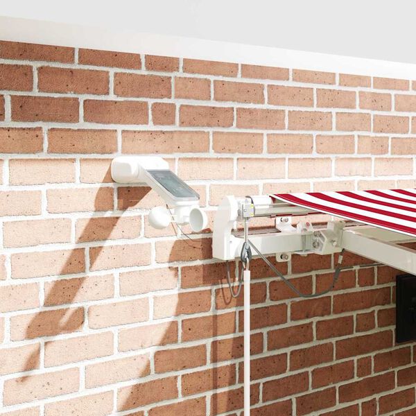 vidaXL K&auml;igukohandatav varikatus Punane ja valge 450 &times; 350 cm