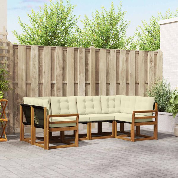 vidaXL V&auml;li diivanikomplekt padjaga 6 pcs Looduslik ja kreem