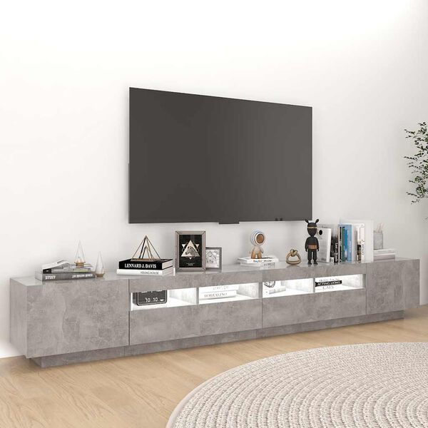 vidaXL telerialus LED-tuledega, betoonhall, 260 x 35 x 40 cm