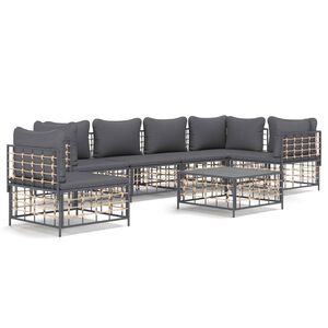 vidaXL 7-osaline aiam&ouml;&ouml;bli komplekt patjadega, antratsiit, pol&uuml;rotang