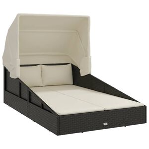 vidaXL p&auml;evitusvoodi kokkupandava katusega, must, 200 x 114 x 128 cm