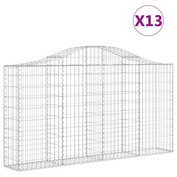 vidaXL kaarekujulised gabioonkorvid 13 tk, 200x30x100/120 cm, raud