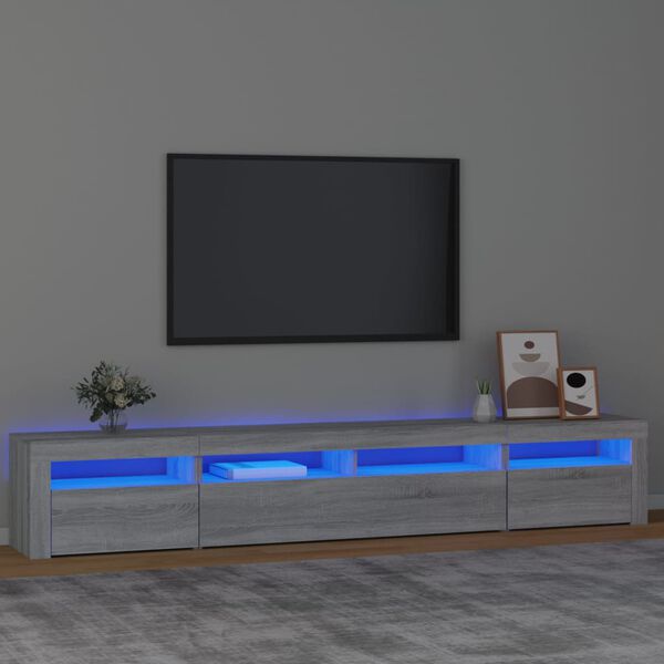 vidaXL telerialus LED-tuledega, hall Sonoma tamm, 240x35x40 cm