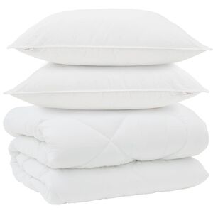 vidaXL Talve tek padjaga 3 pcs Valge Mikrofiiber