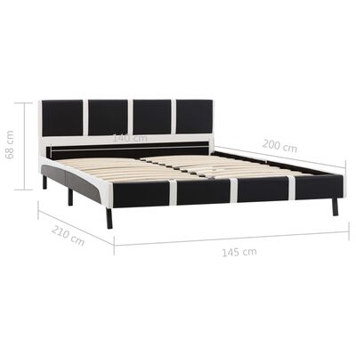 vidaXL voodi madratsiga, must ja valge, kunstnahk 140 x 200 cm