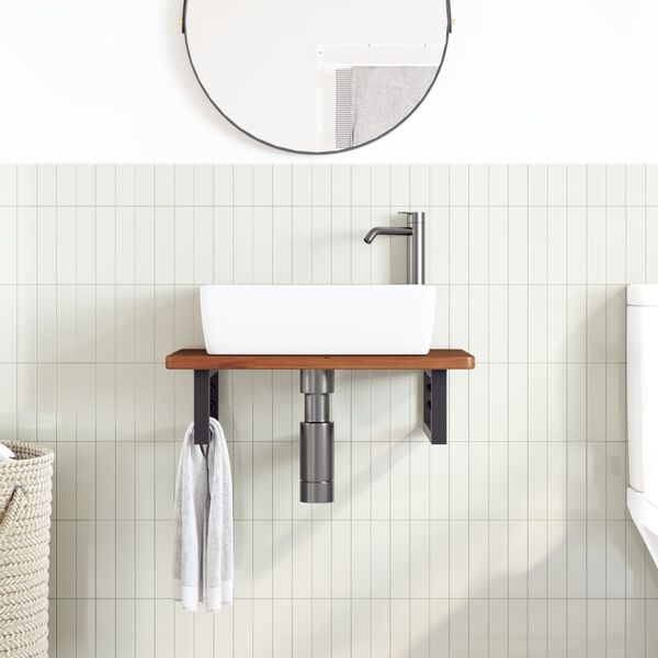 vidaXL seinale kinnitatav valamuriiul, teras ja tammepuit