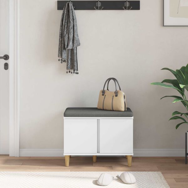 vidaXL Hallipink padjaga ladustamisega uksega Valge 60 x 38 x 46 cm