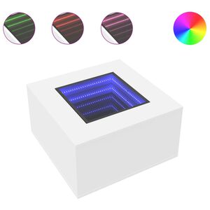 vidaXL kohvilaud LEDiga, valge, 60x60x40 cm tehispuit