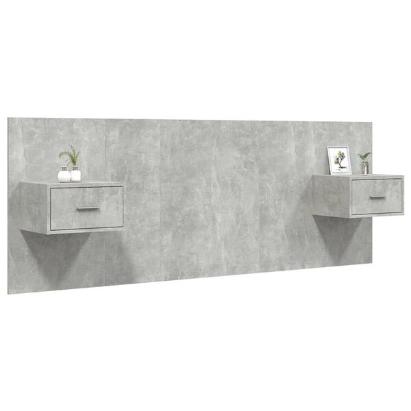 vidaXL voodipeats kappidega, betoonhall, tehispuit