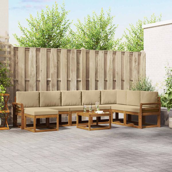 vidaXL V&auml;li diivanikomplekt padjaga 9 pcs Looduslik ja beež