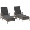 vidaXL Lamamistool 3 pcs Hall ja tumehall 55 x 200 x 92 cm pol&uuml;rotang
