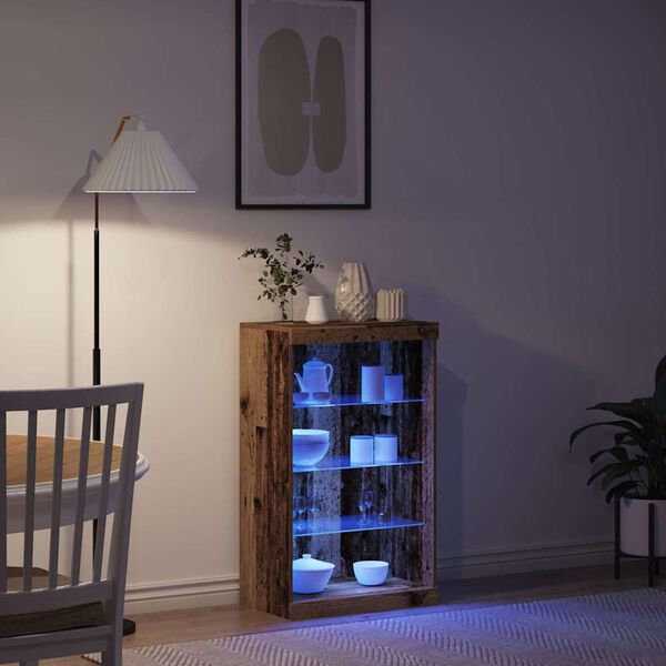 vidaXL LED Kummuti Vana puit 60,5 x 37 x 100 cm Tehispuit