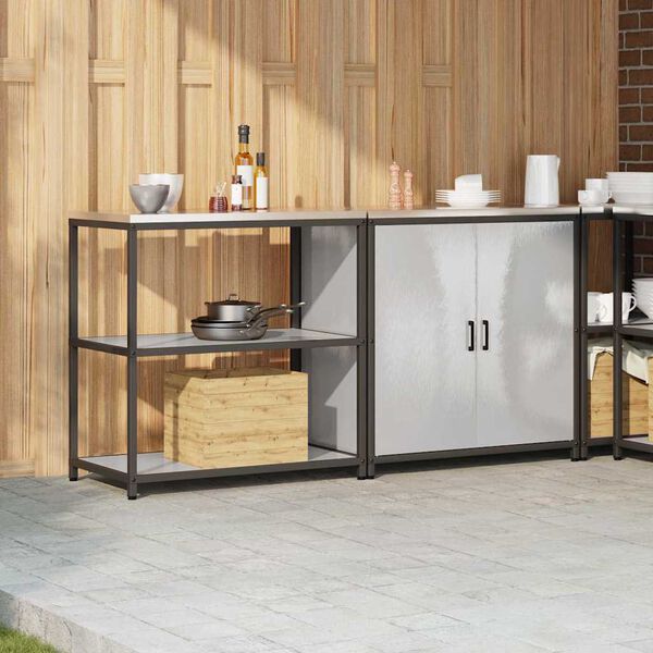 vidaXL K&ouml;&ouml;givarustus riiuliga uksega 2 pcs H&otilde;bedane Roostevaba teras