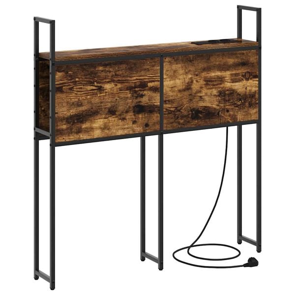 vidaXL S&auml;ilitusega peatoed laadimisjaamaga Suitsutatud tamm Tehispuit