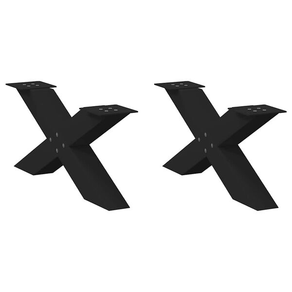 vidaXL kohvilaua jalad, X-kujulised, 2 tk, mustad, 70 x (30&ndash;31) cm, terasest