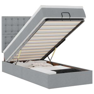 vidaXL Ottomani voodi madratsi ja LED, helehall, 80x200cm, kangas