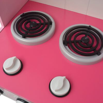 vidaXL mänguköök, puidust 82 x 30 x 100 cm roosa ja valge
