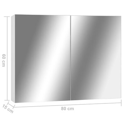 vidaXL vannitoa peegelkapp, valge, 80 x 15 x 60 cm, MDF