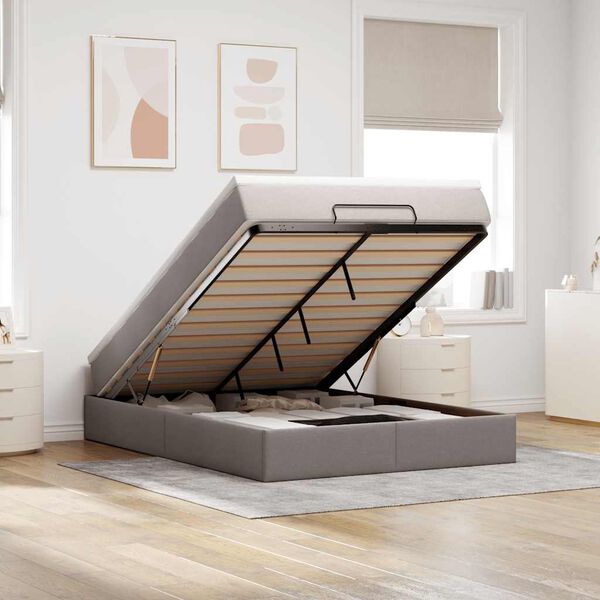 vidaXL ottomani voodi madratsiga, pruunikashall, 140x200 cm, kangas