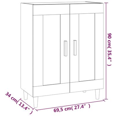 vidaXL puhvetkapp, Sonoma tamm, 69,5 x 34 x 90 cm, tehispuit