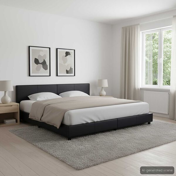 vidaXL voodiraam must kunstnahast 180 x 200 cm