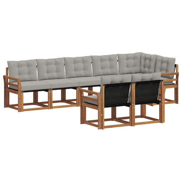 vidaXL V&auml;li diivanikomplekt padjaga 8 pcs Looduslik ja Hele Hall