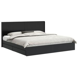 vidaXL Voode raami koos hoiuruumi ja peatoega Must 200 x 200 cm