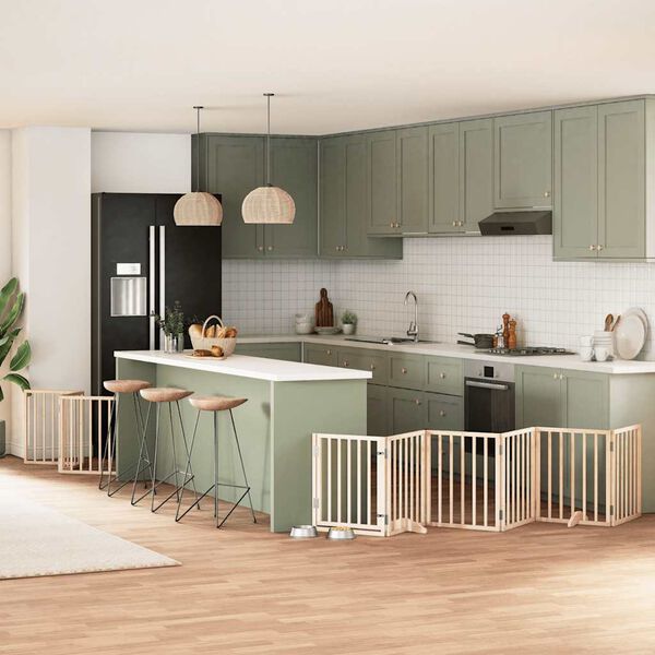 vidaXL kokkupandav koerav&auml;rav uksega, 9 paneeli, 450 cm, paplipuit