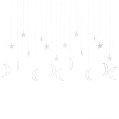 vidaXL haldjatuled tähed ja kuud, puldiga, 345 LEDi, soe valge