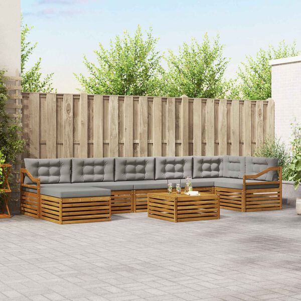 vidaXL V&auml;li diivanikomplekt padjaga 8 pcs Looduslik ja Hele Hall