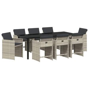 vidaXL Aia s&ouml;&ouml;gilaudade komplekt 9 pcs Helehall pol&uuml;rotang