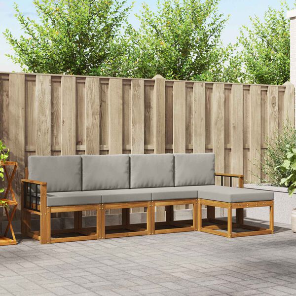 vidaXL V&auml;li diivanikomplekt padjaga 5 pcs Looduslik ja Hele Hall