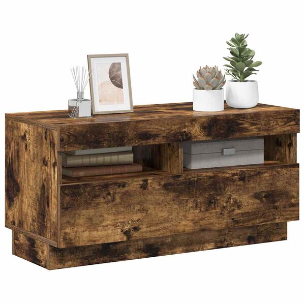 vidaXL telerialus LED-tuledega, suitsutatud tamm, 80 x 35 x 40 cm