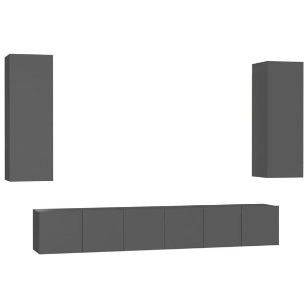 vidaXL 5-osaline telerikappide komplekt, hall, puitlaastplaat