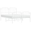 vidaXL metallist voodiraam peatsi ja jalutsiga&nbsp;, valge, 150 x 200 cm