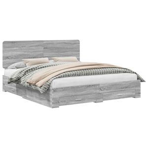 vidaXL Voodi raam peaga sahtliga Hall Sonoma 200 x 200 cm Tehispuit