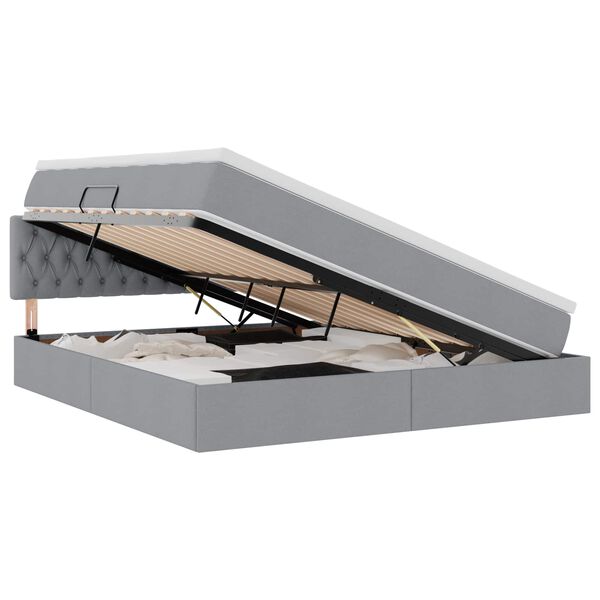 vidaXL LED-valgusega hoiuvoodi madratsiga Helehall 160 x 200 cm kangas