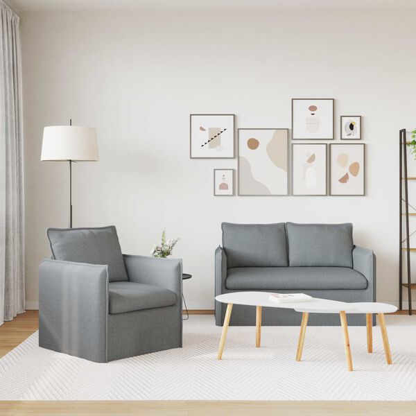 vidaXL Diivan 2 pcs Helehall 136 x 82 x 85 cm kangas