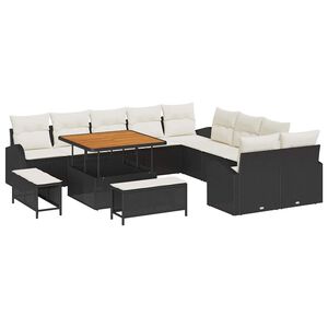 vidaXL Aia Diivanikomplekt padjaga ladustamisega 13 pcs Must ja kreem