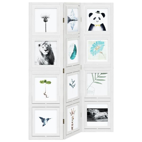 vidaXL 3 paneeliga ruumijagaja, valge, Paulownia puit