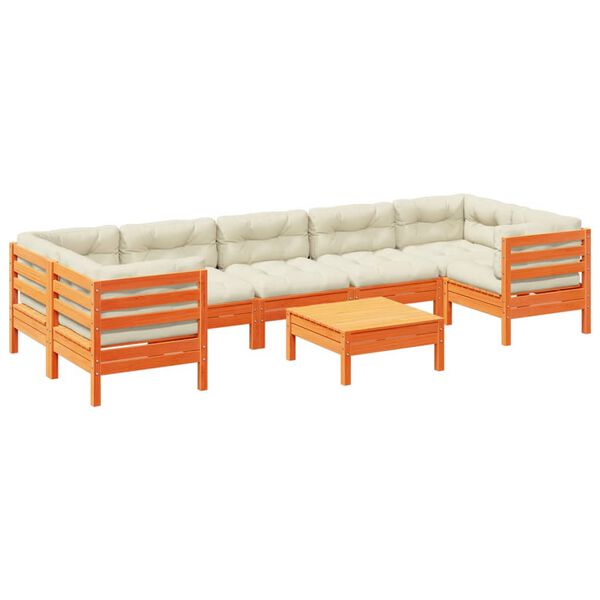 vidaXL 8-osaline aiadiivani komplekt patjadega, vahapruun, m&auml;nnipuit