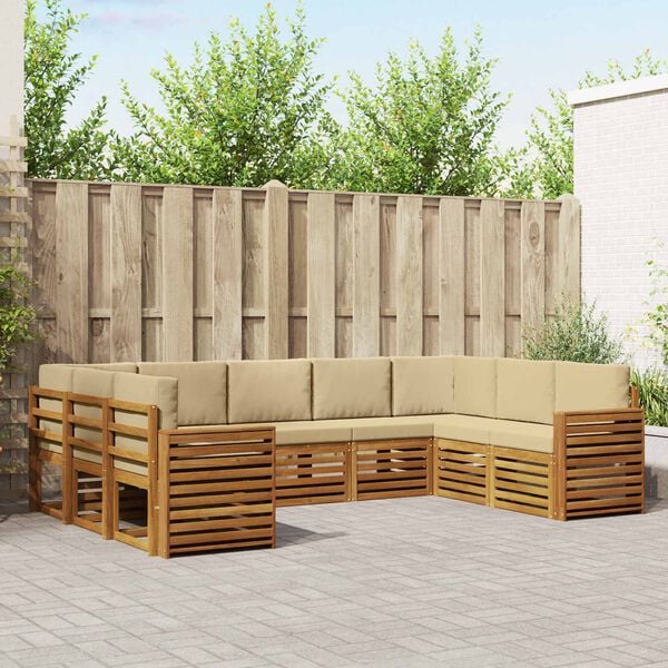 vidaXL Diivanikomplektid 9 pcs Looduslik ja beež Tugev akatsiapuu