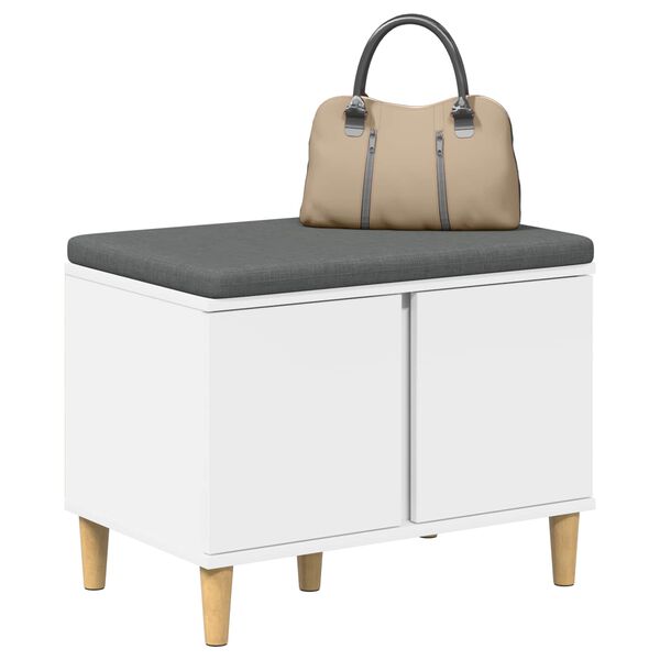 vidaXL Hallipink padjaga ladustamisega uksega Valge 60 x 38 x 46 cm