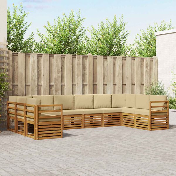 vidaXL Nurgadiivanikomplekt 10 pcs Looduslik ja beež Tugev akatsiapuu