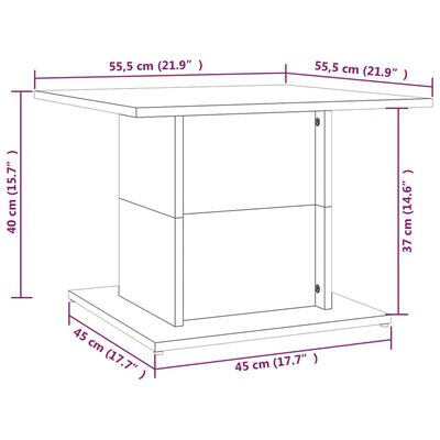 vidaXL kohvilaud, valge, 55,5x55,5x40 cm puitlaastplaat