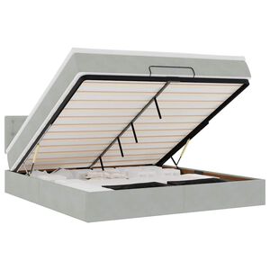 vidaXL ottomani voodi madratsiga, helehall, 180x200cm, samet