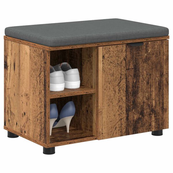 vidaXL Hallipink padjaga riiuliga uksega Vana puit 60 x 38 x 46 cm