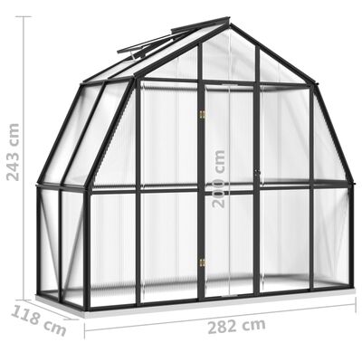 vidaXL kasvuhoone alusraamiga, antratsiithall, 3,3 m², alumiinium